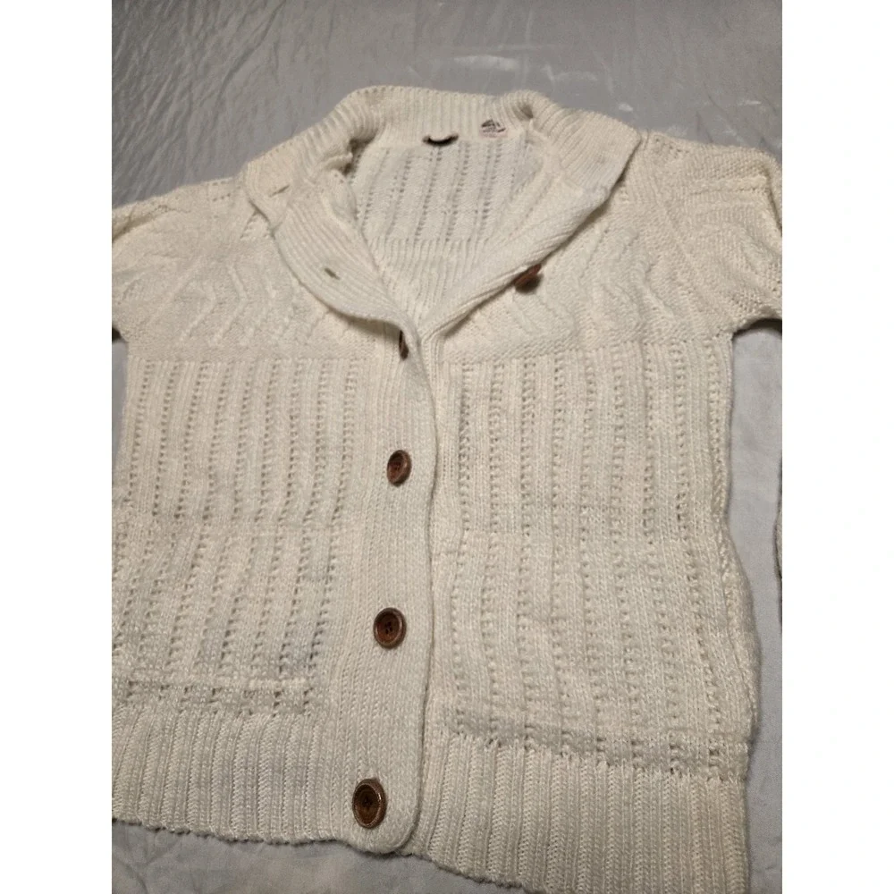 Vtg Fantastic Brand Off White‎ Cream Button Knit Cardigan Womens Medium